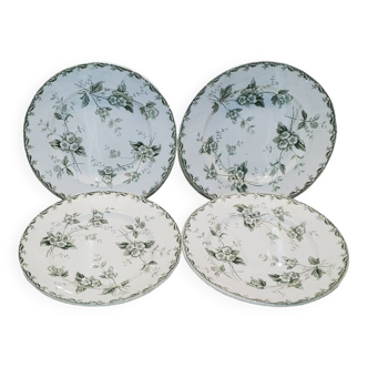 Lot de 4 assiettes plates de St Amand modèle Rosette, terre de fer