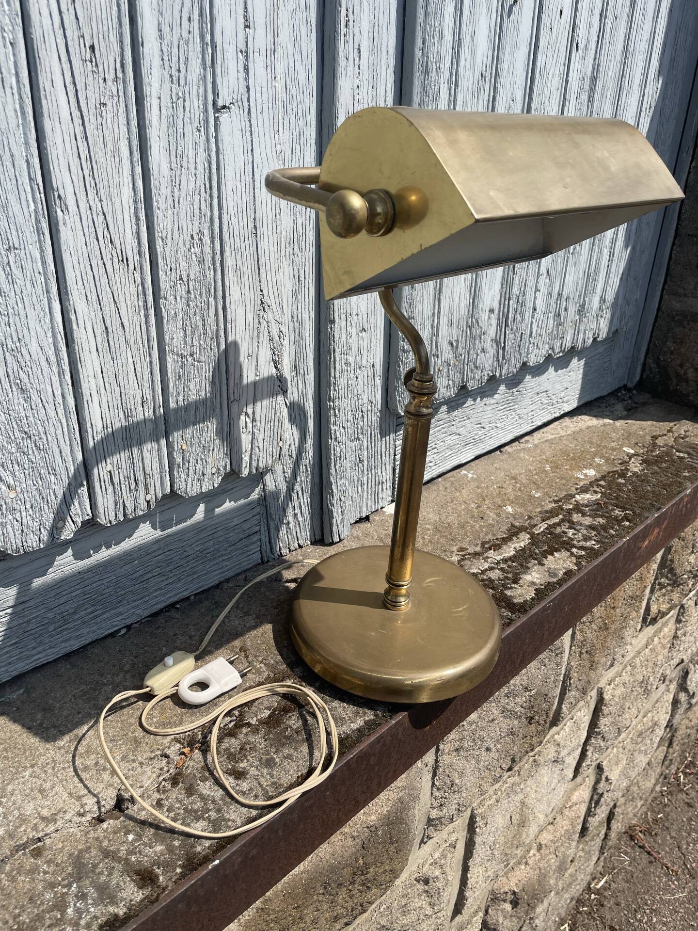 Portuguese Brass Bankers Table Lamp