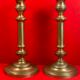 Pair of 19th-century restoration candlesticks in guilloché bronze - H 27 cm