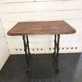 Bistro table with cast iron legs and oak top