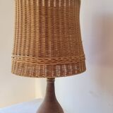 Ceramic and rattan lamp