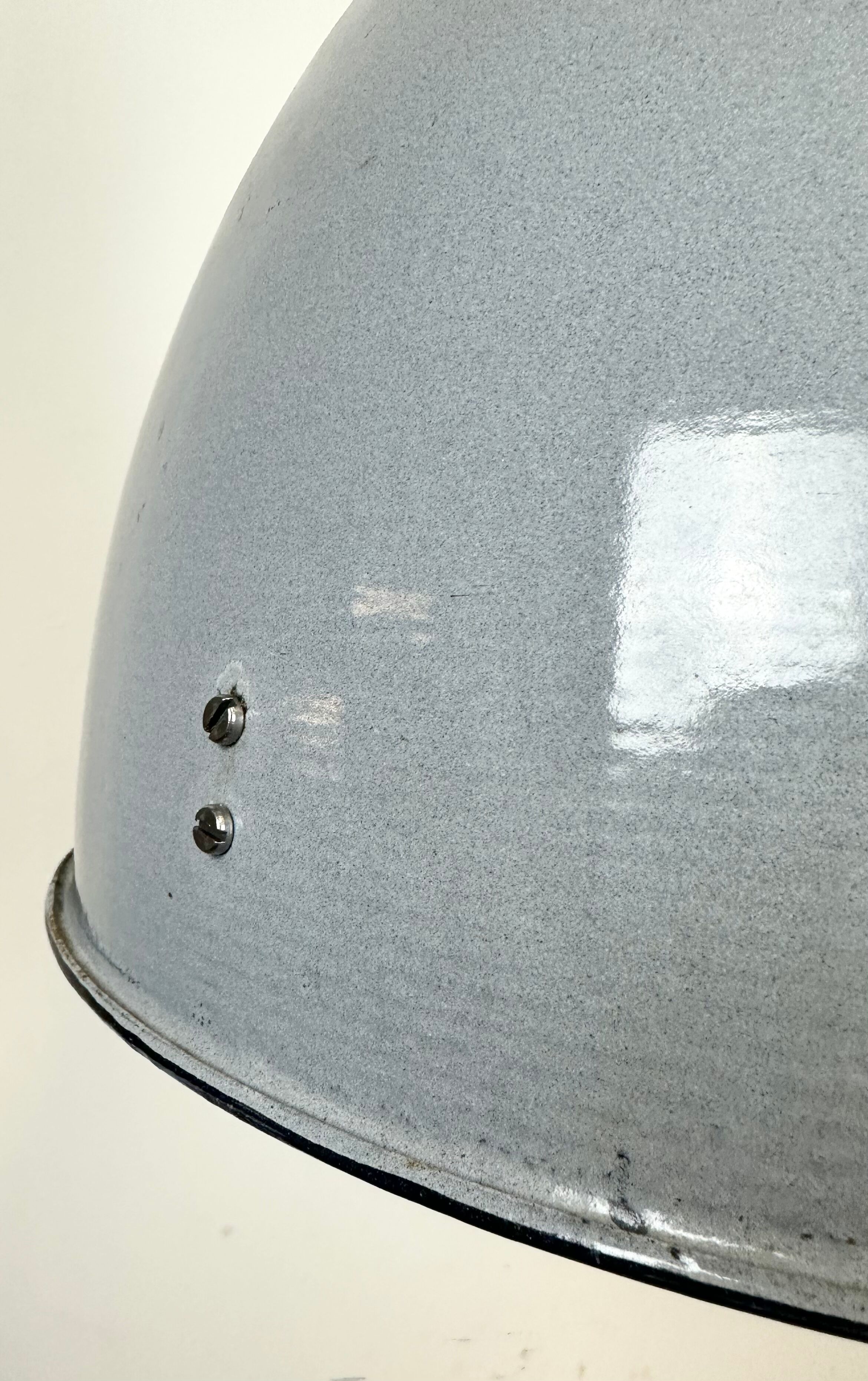 Bauhaus Grey Enamel Industrial Pendant Lamp, 1950s