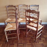 6 old straw chairs 19th