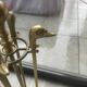 Brass fireplace tool set