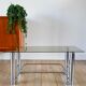 Rectangular coffee table in chrome and smoked glass, design, 1970 - 84 x 38 x 36 cm