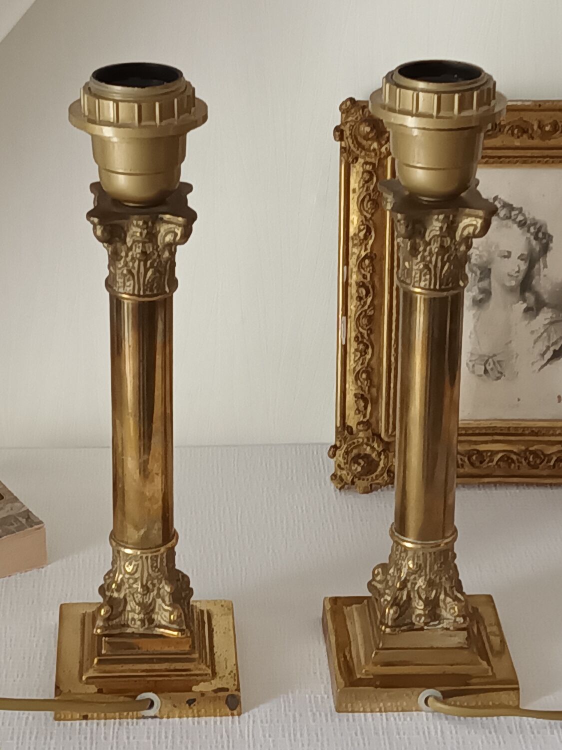 Pair of Lamp Feet in XXth Bronze