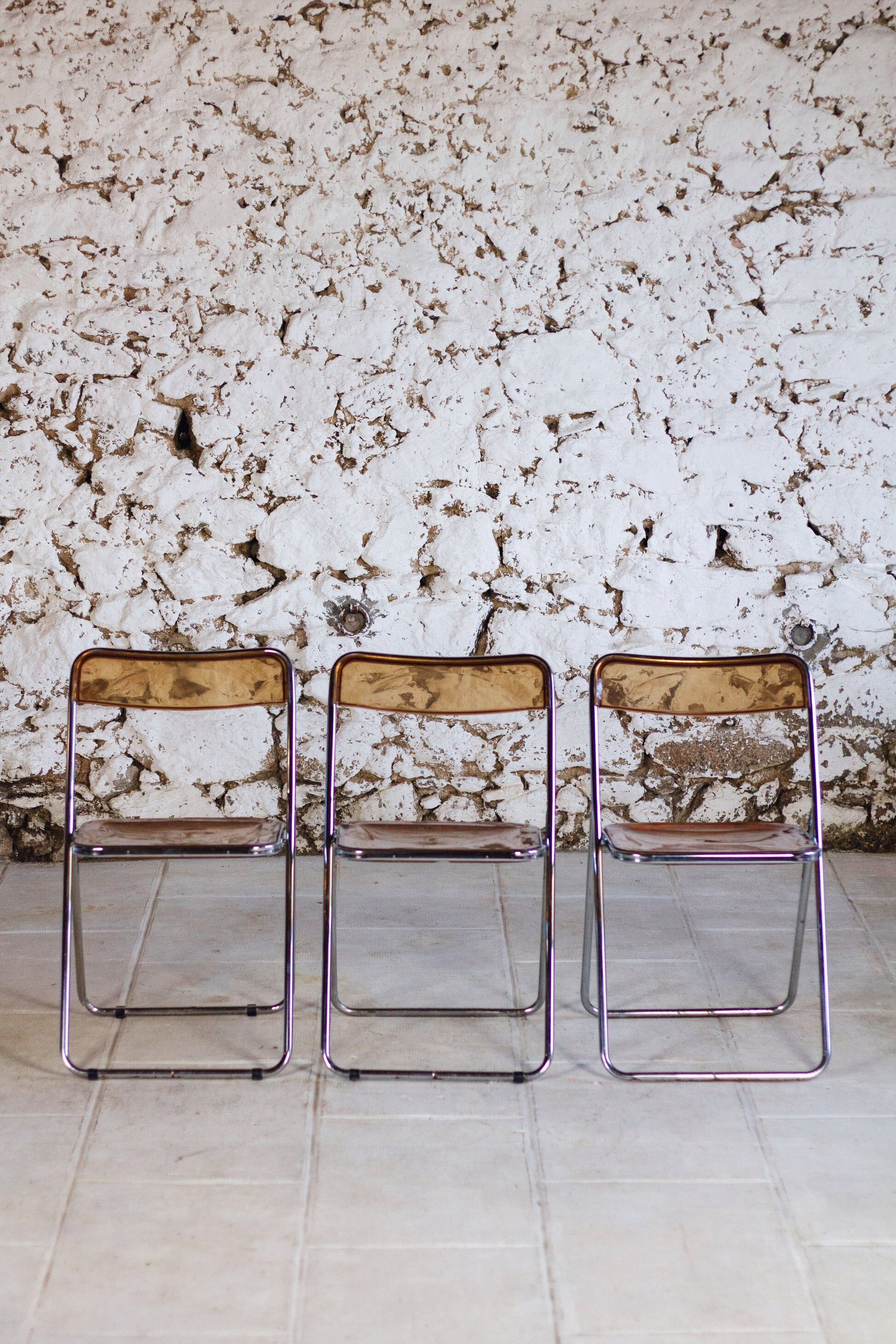 Folding chair in plexiglass and chrome, 1970