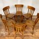 Series of 6 old light wood bistro chairs