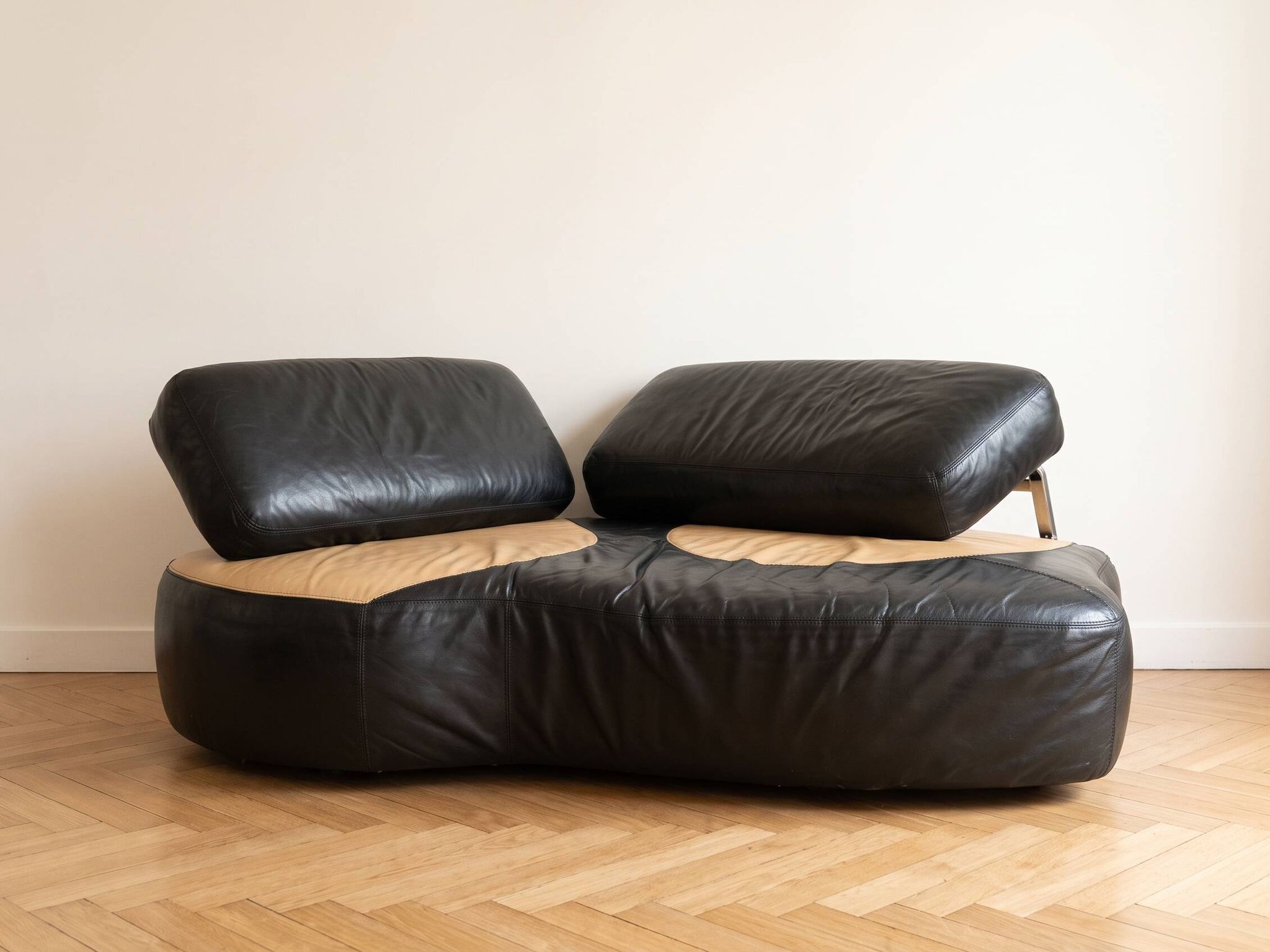 Poltromec two-tone leather sofa design, 1970s