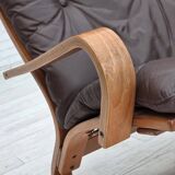 1970s, Danish armchair by Komfort, furniture leather, canvas, bent wood.