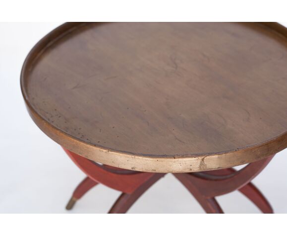 Vintage Table Coffee Wood Round Foldable Feet Tray Woo Selency Vintage Table Coffee Wood, Small Round Vintage Table