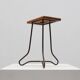 Tabouret industriel moderniste à lattes fendues en fer et chêne, France vers 1910