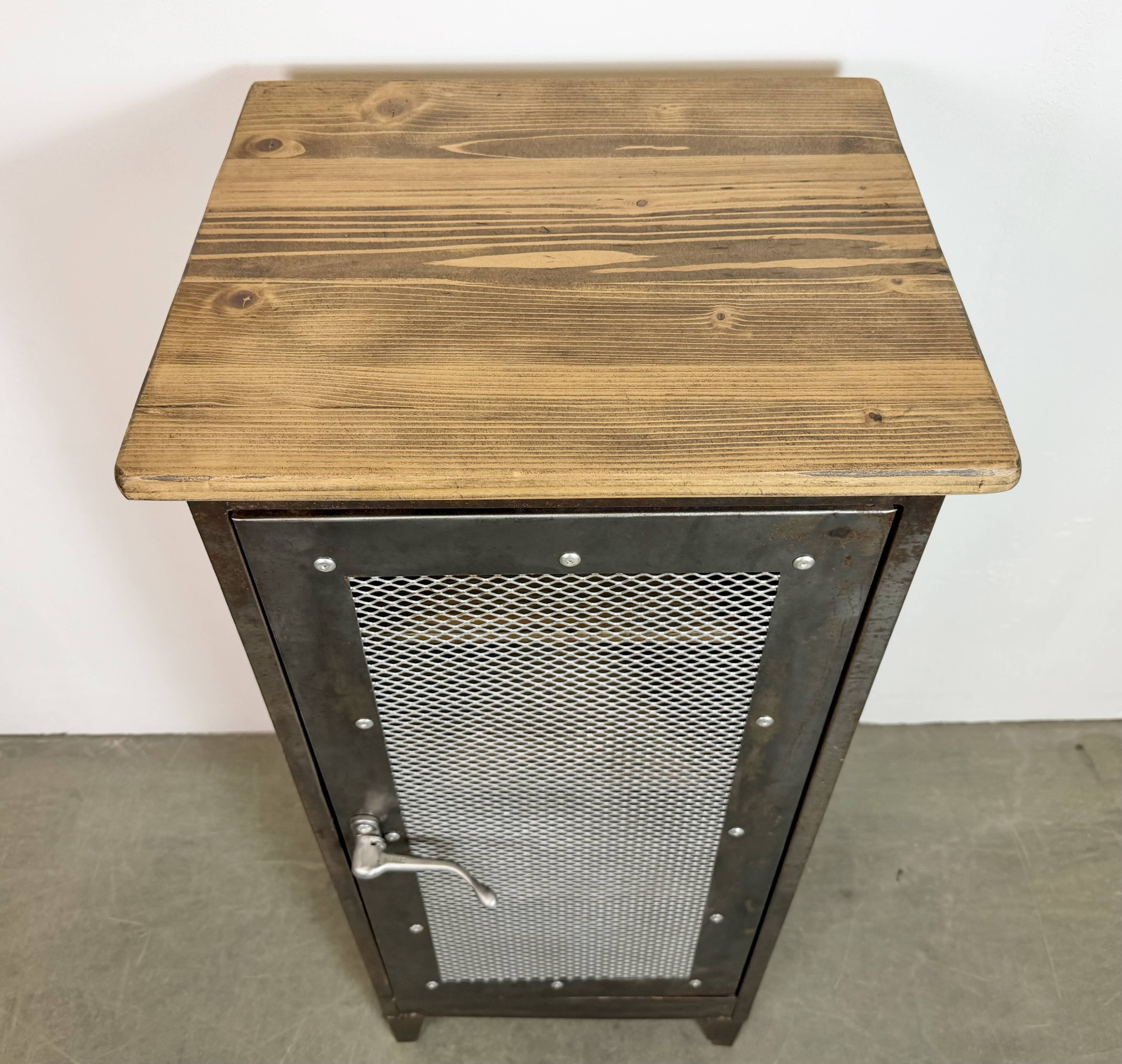 Industrial Iron Cabinet with Mesh Door, 1960s