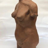 School bust of a female body in red clay terracotta