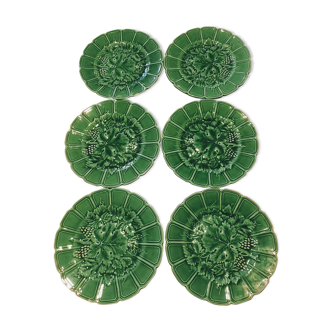 6 assiettes en barbotine 19 cm