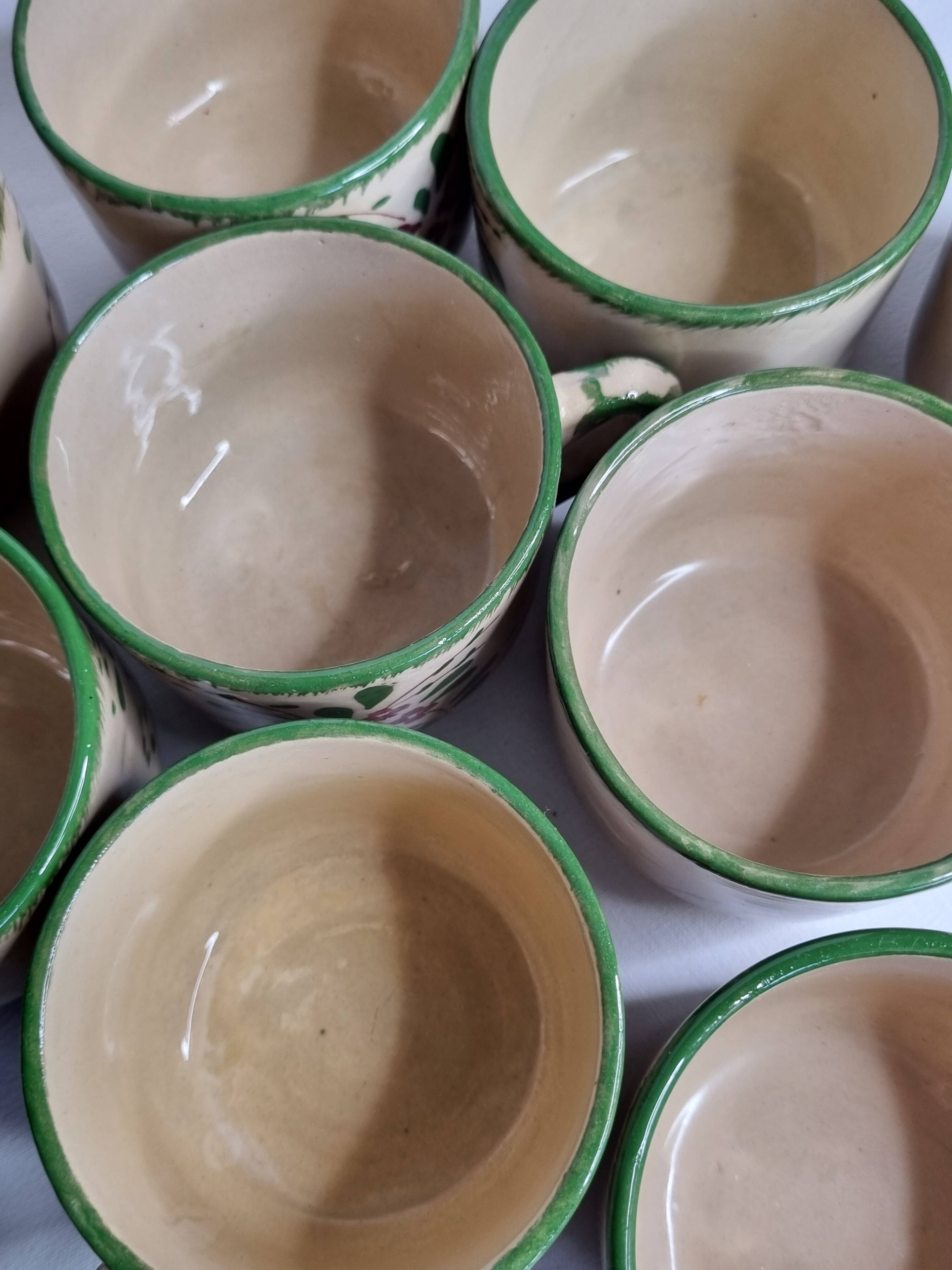 Enamelled earthenware coffee service, Jemappes, Belgium, 9 cups