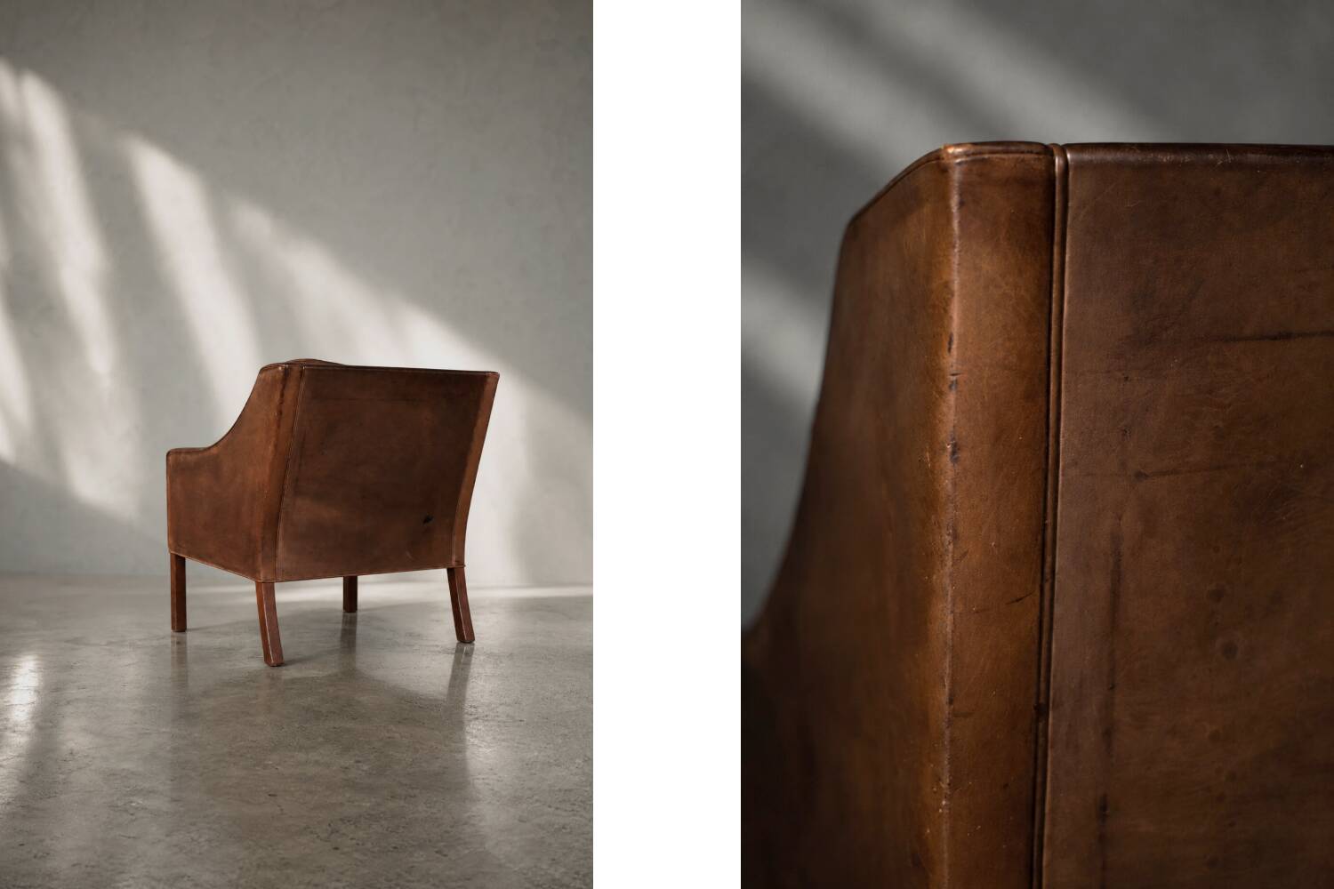 Vintage Mid-Century Danish Modern Lounge Leather Chair & Ottoman Model 2207