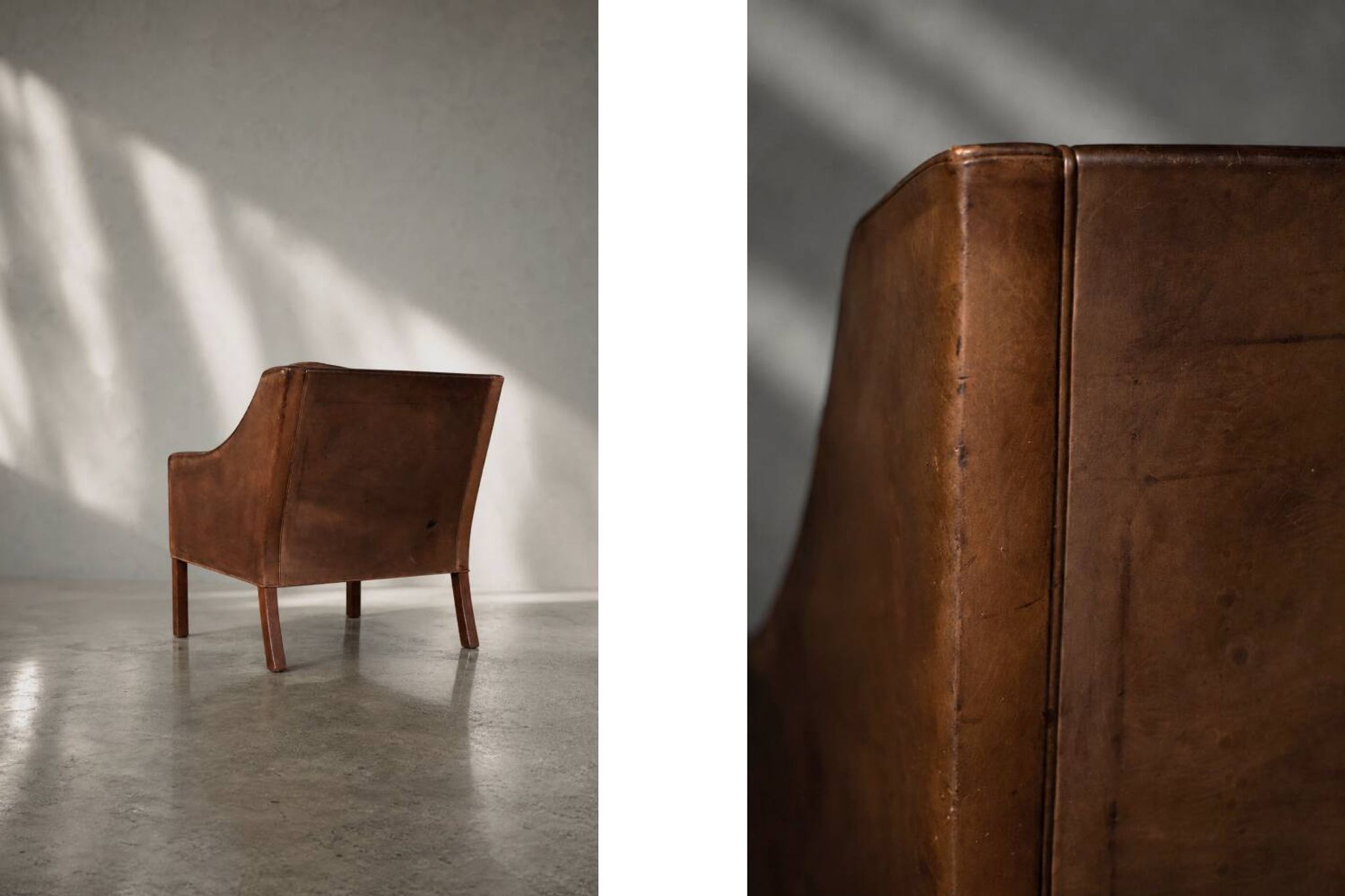Vintage Mid-Century Danish Modern Lounge Leather Chair & Ottoman Model 2207