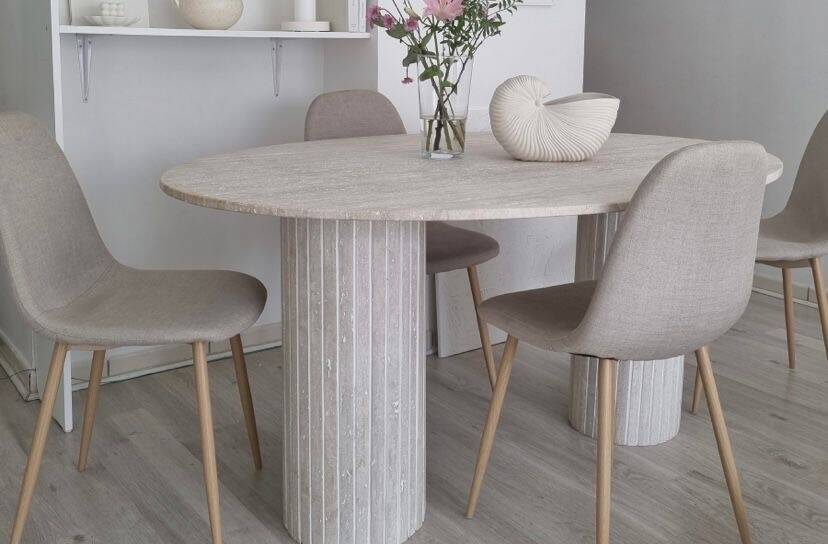 Calypso Oval Dining Table - Natural Travertine