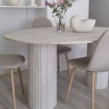 Calypso Oval Dining Table - Natural Travertine