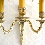Pair of 3-branch wall lights with screen lampshades