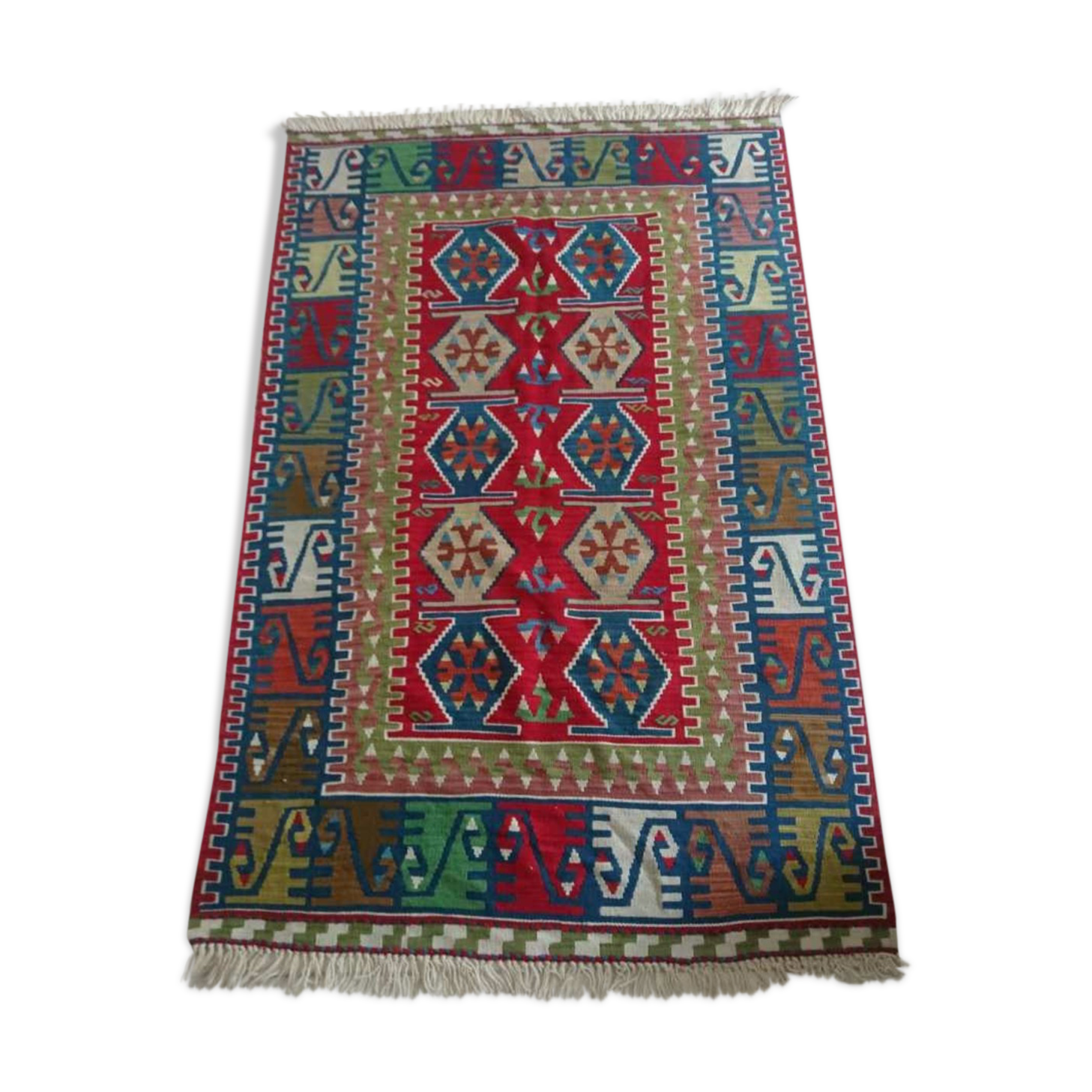 Turkish Kilim carpet , woven by hand in pure wool, 200x125cm