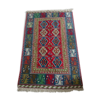 Turkish Kilim carpet , woven by hand in pure wool, 200x125cm
