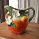 Strawberry shaped pitcher with vintage flowers ceramic pitcher in shape