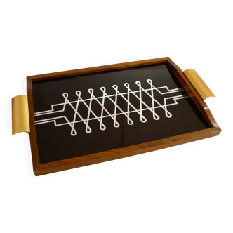 Modernist tray with graphic mirror decor