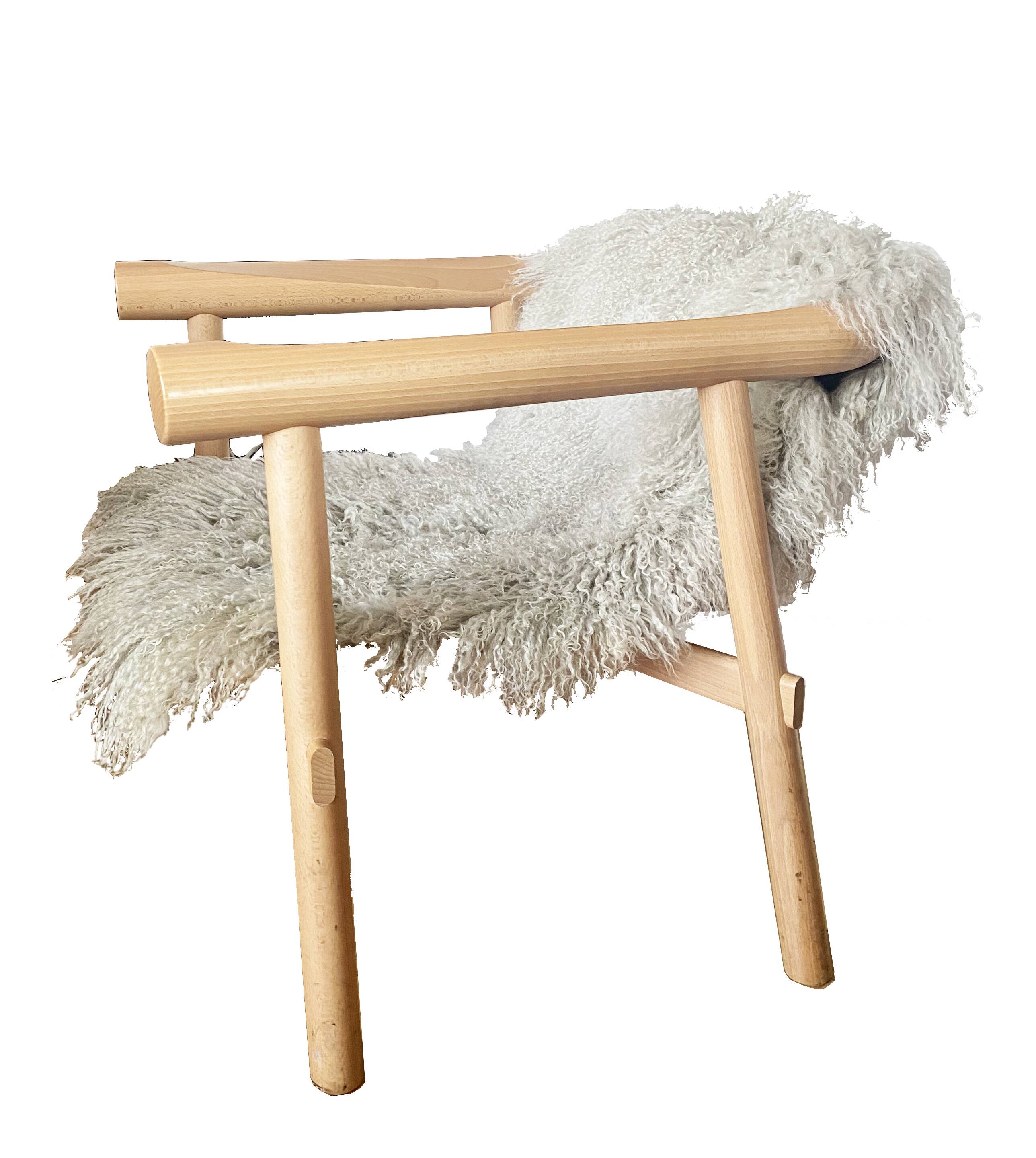Altay Armchair in White Goatskin by Patricia Urquiola