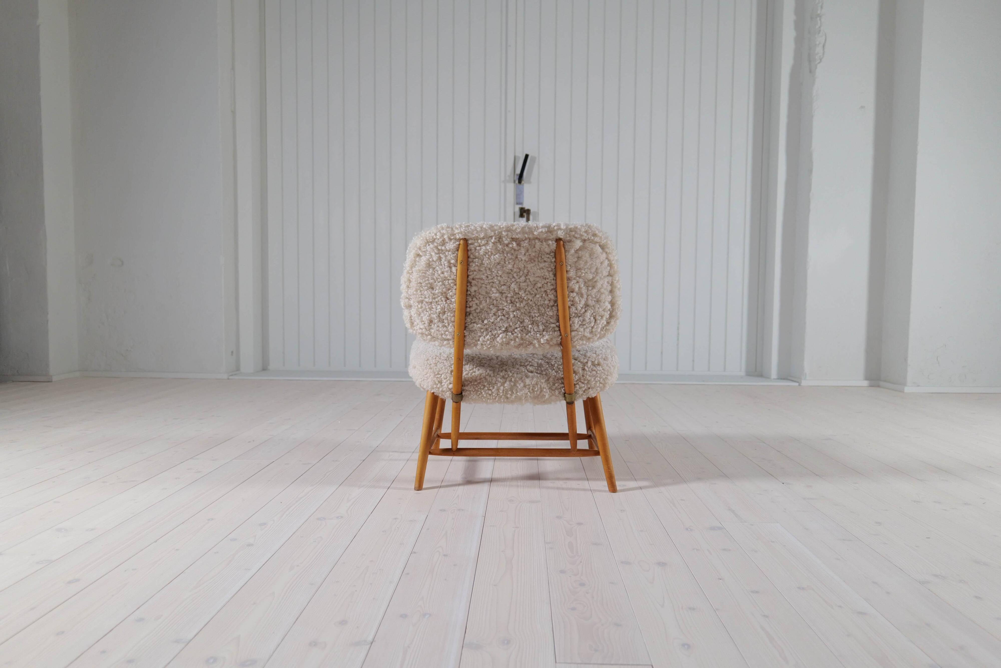 "Teve" Modern Mid-Century Chair in Lambskin/Shearling by Alf Svensson, Sweden, 1955