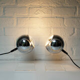 Space Age  sphere plexiglass table lamps pair, 1960-70s