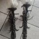 Pair of steel and glass torchieres circa 1950