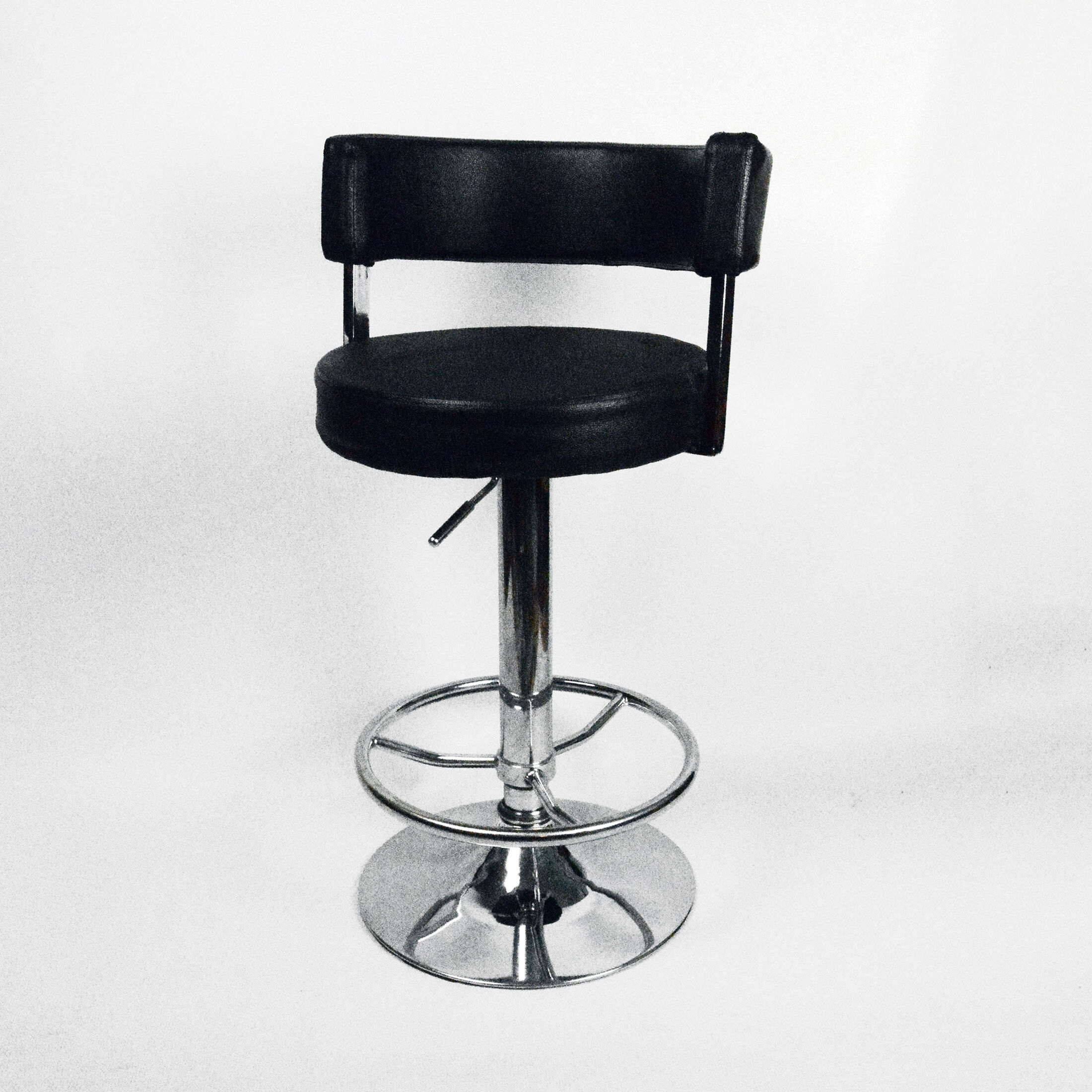 Bar stool black, eco-leather, Germany 90s