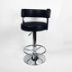 Bar stool black, eco-leather, Germany 90s