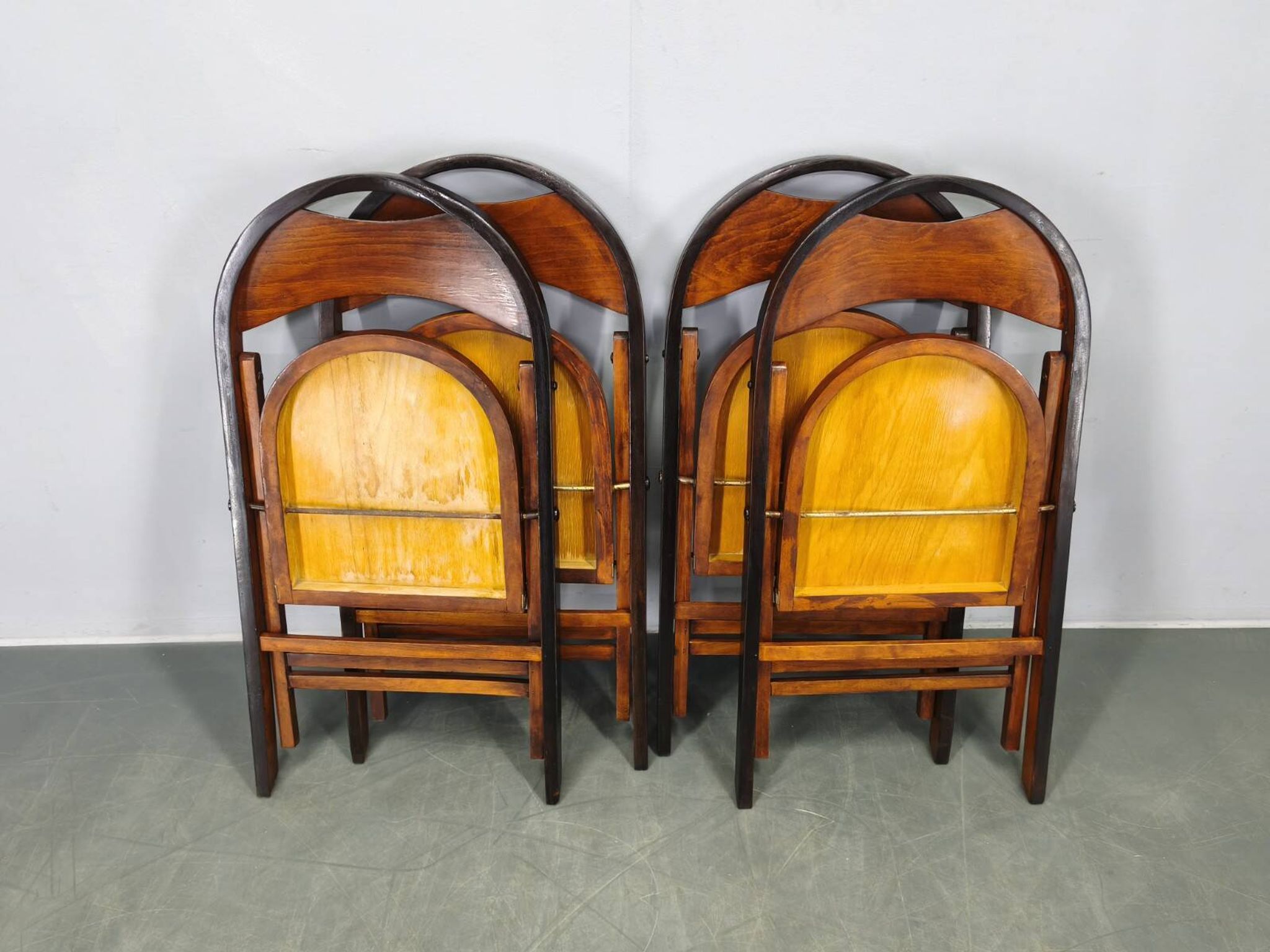 Set of Four Bauhaus Folding Chairs B751 by Ligna, Czechoslovakia 1930s
