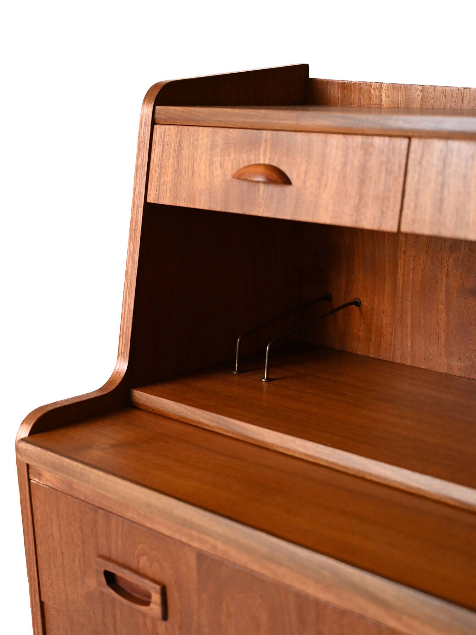 1960s Scandinavian Teak Secretaire with Sculpted Handles