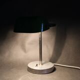 1940s Art Deco Nickel Banker Table Lamp, Czechoslovakia