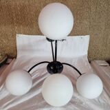 Space Age chandelier with 4 opaline spheres