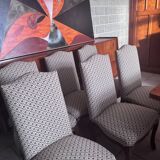 6 chaises Louis XV – tapisserie traditionnelle à ressorts – bois massi