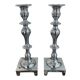 Large antique silver plated candlesticks, square base, pair, classic