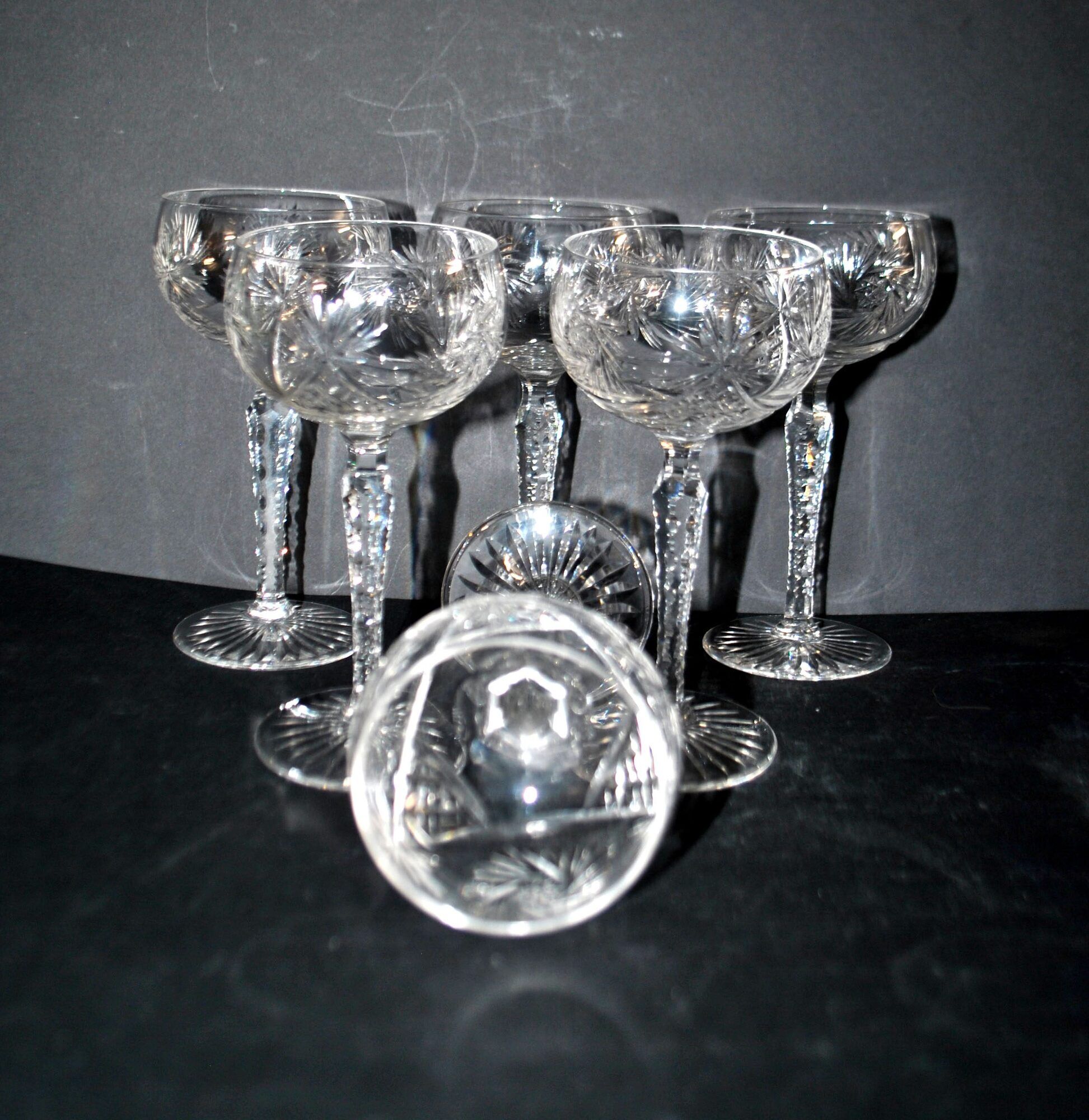 SAINT-LOUIS Balloon Wine Glass ROEMER in cut crystal star 1930 H14.5cm