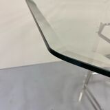 Octagonal glass and plexiglass table