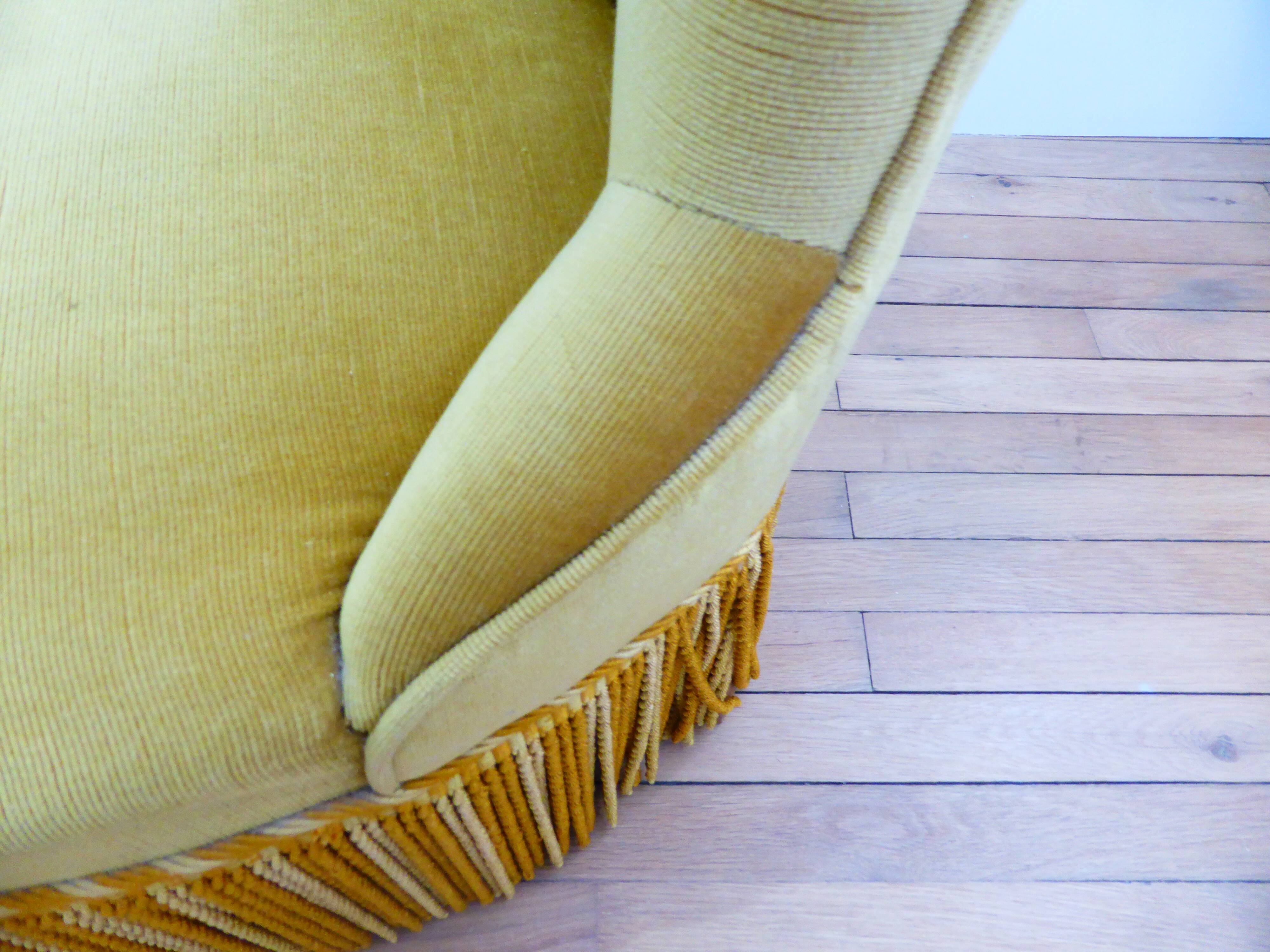 Mustard velvet toad armchair