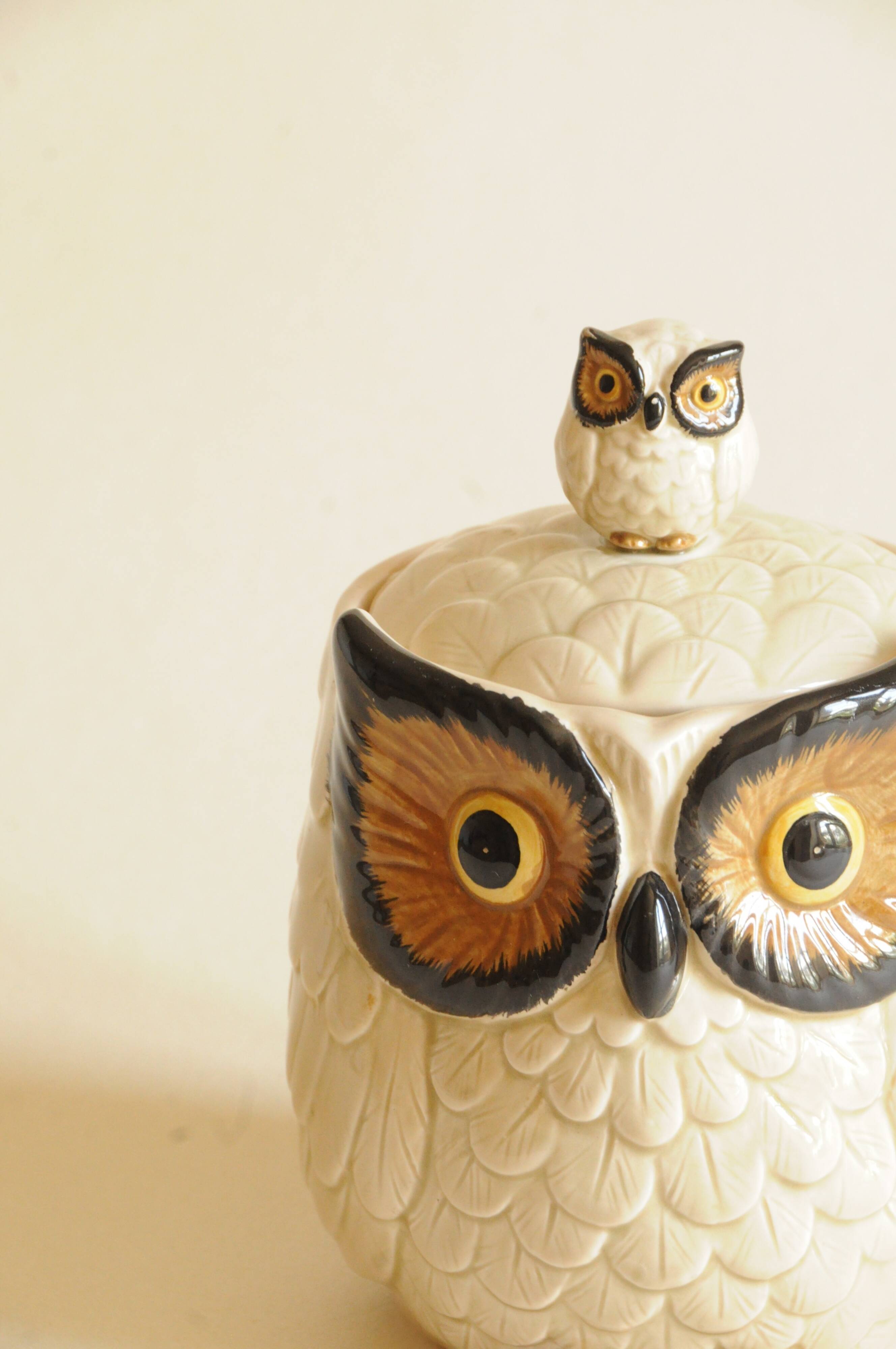 Vintage 1970s Cookie Jar - Owl Decor - Otagiri Japan