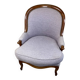 Fauteuil Louis Philippe  en bois et tissu lilas