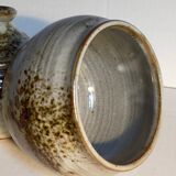 Duo of potter's pots covered in vintage glazed stoneware
