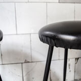 Pair of upholstered vinyl stools Italy 50s