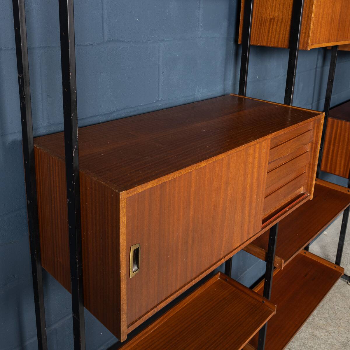 Vintage 20thc italian modular teak wall cabinet c.1960