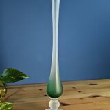 Green and white gradient soliflore vase on frosted glass base, height: 34cm